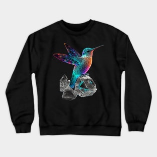 Psychedelic Hummingbird and Space Crystals Crewneck Sweatshirt